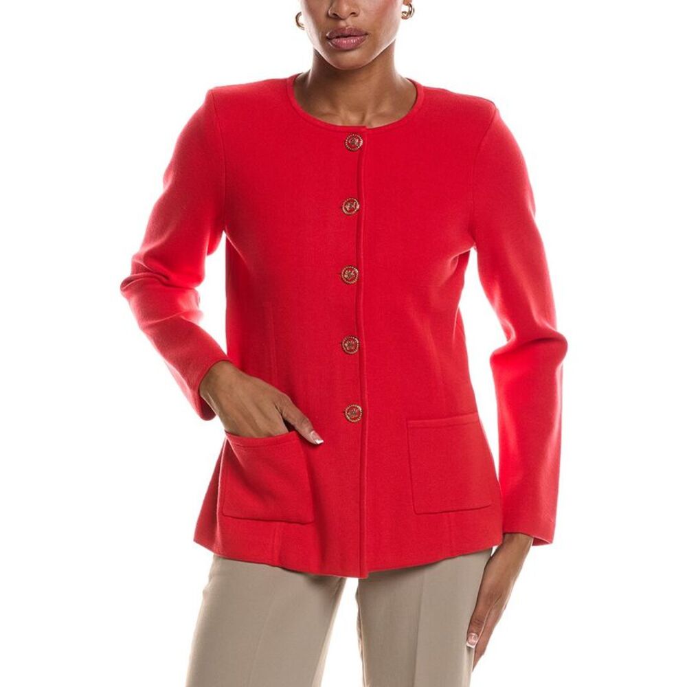 St. John Womens Milano Knit Jacket, Red